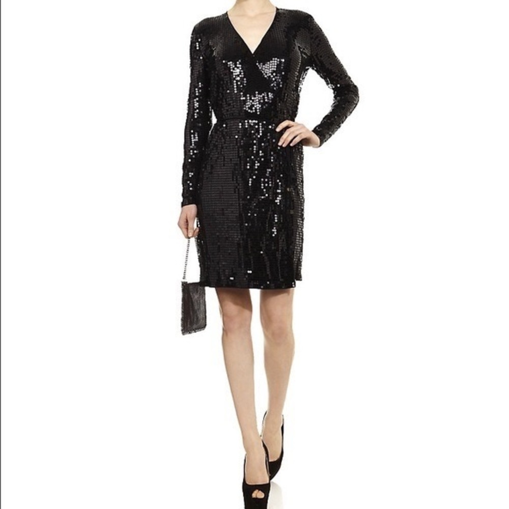 Michael Kors Black Sequin Wrap Dress - size XS or S